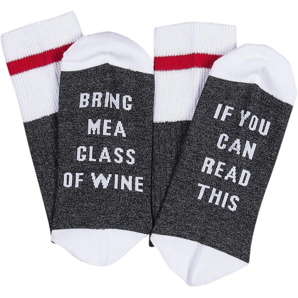 Wine Theme Socks If You Can Read This Bring Me A Glass of Wine Charcoal Unisex